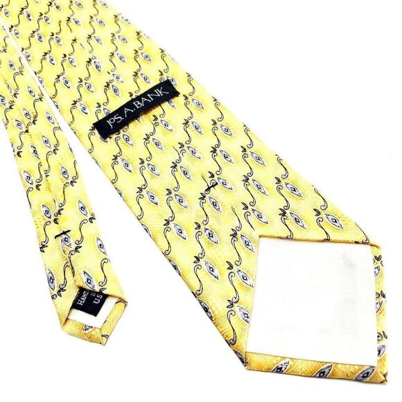 Jos A Bank Yellow Silk Tie Woven Wide‎ Graphic Striped - Picture 3 of 5